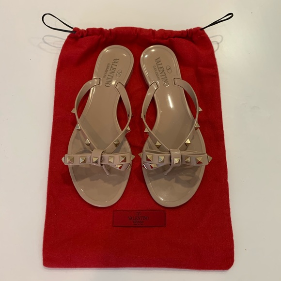 Valentino Shoes - Valentino Garavani Blush Rockstud Jelly Sandals